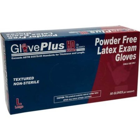 AMMEX Ammex GLPHD GlovePlus Medical/Exam Latex Gloves, Powder-Free, 12inL, XL, 50/Box GPLHD88100